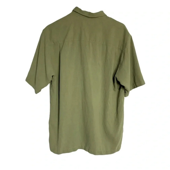 Tommy Bahama men’s M celery green silk Hawaiian button down short sleeve shirt - Picture 4 of 5